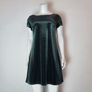 Vintage 90s Jonathan Martin Green Velvet Mini Dress